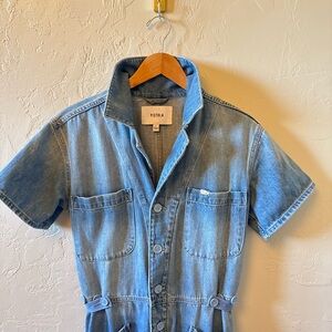 Pistola Denim Utility Jumpsuit Short Sleeve Medium Wash Size Small